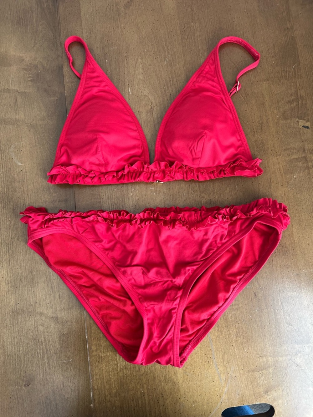💕 Kate Spade Vibrant Red Mini Ruffle French Bikini Set Size 8 - Picture 3 of 9